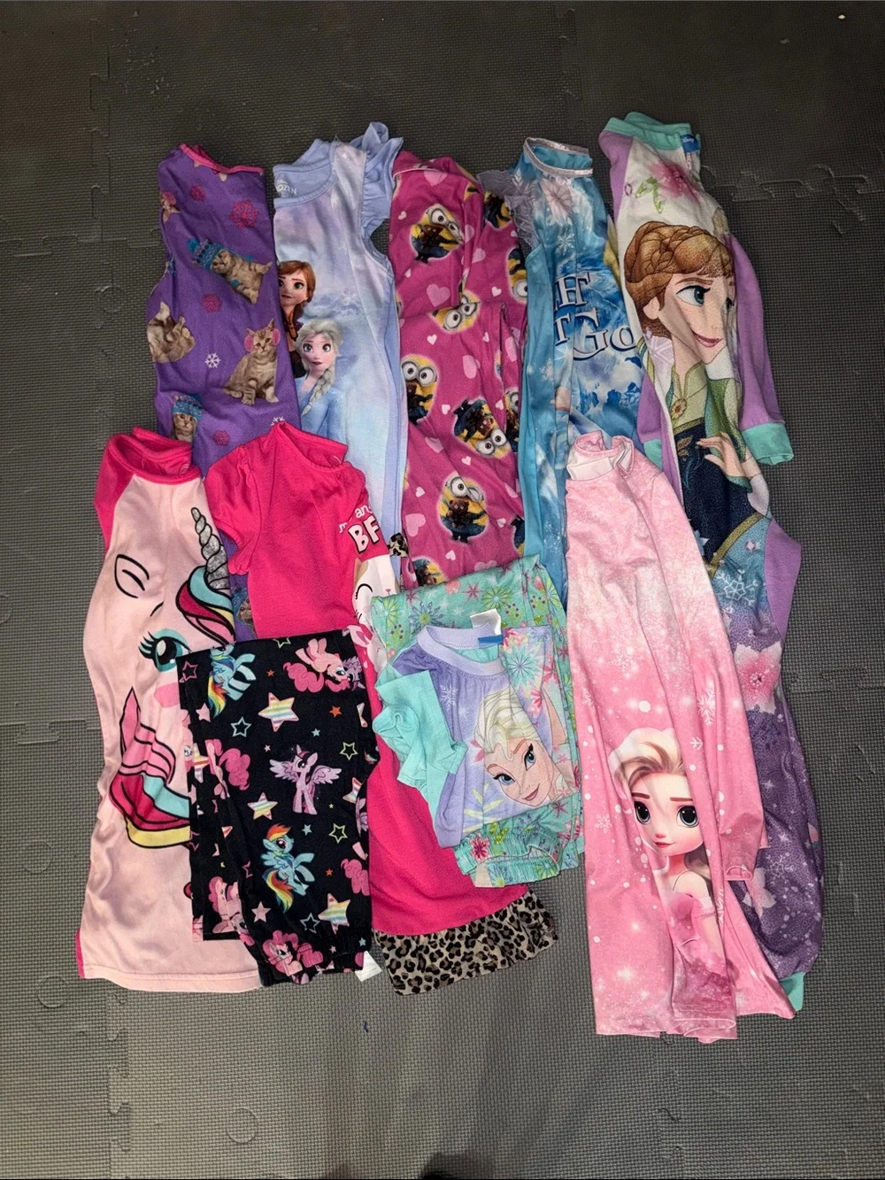 Girls Character Pajama & Nightshirt Lot - Pink, Purple, Blue